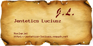 Jentetics Luciusz névjegykártya